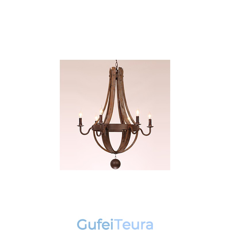 נברשת 6 אורות וינטג' רטרו כפרי מגורים אוכל מוסך מתכת