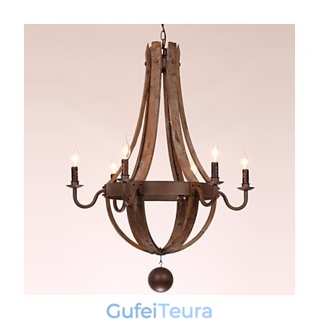 נברשת 6 אורות וינטג' רטרו כפרי מגורים אוכל מוסך מתכת