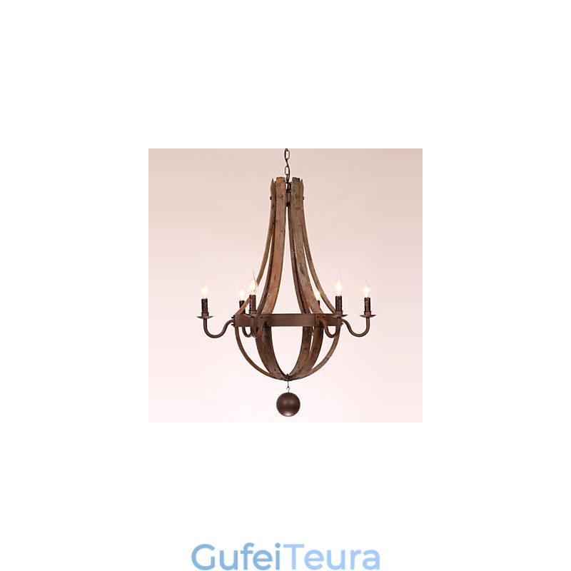 נברשת 6 אורות וינטג' רטרו כפרי מגורים אוכל מוסך מתכת