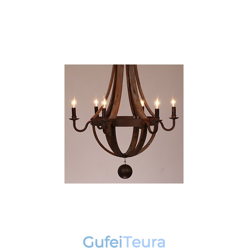 נברשת 6 אורות וינטג' רטרו כפרי מגורים אוכל מוסך מתכת