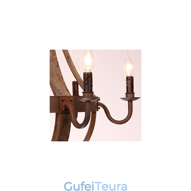 נברשת 6 אורות וינטג' רטרו כפרי מגורים אוכל מוסך מתכת