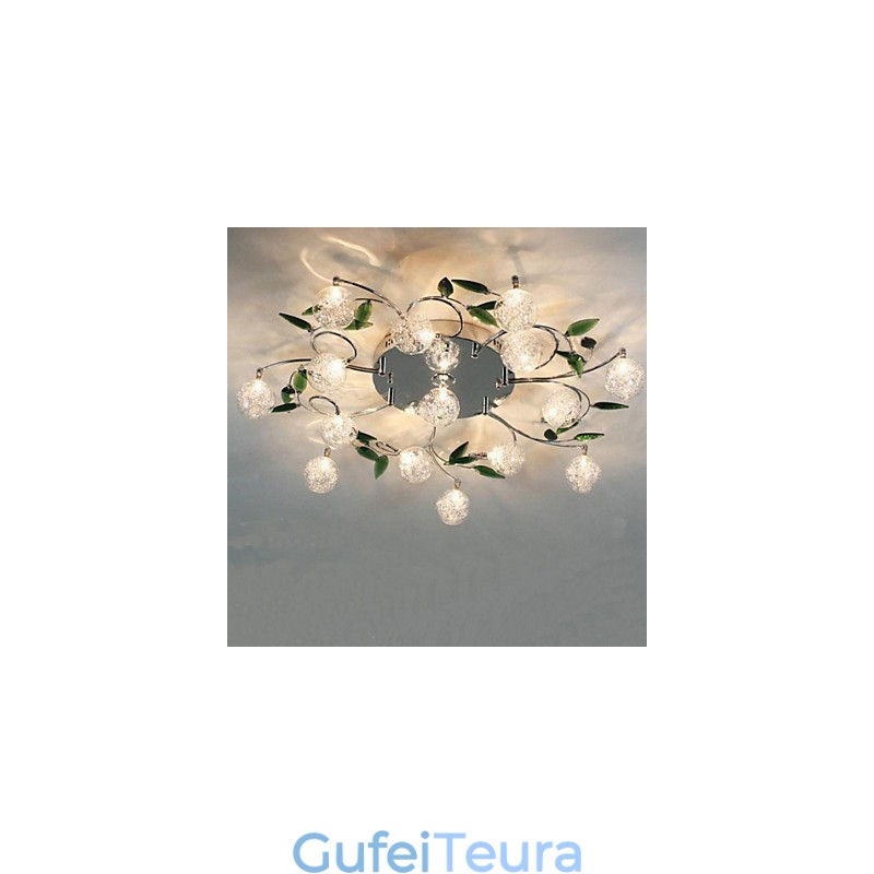 מנורת תקרה ירוקה קריסטל עגול אורות אוויר מנורת מנורת ברזל