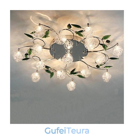 מנורת תקרה ירוקה קריסטל עגול אורות אוויר מנורת מנורת ברזל