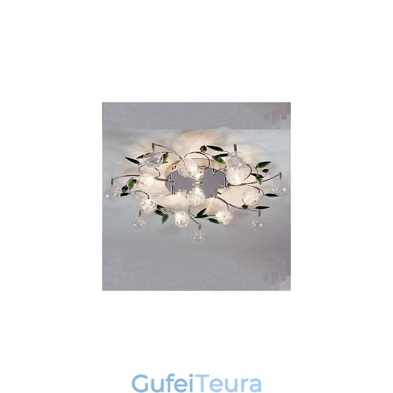 מנורת תקרה ירוקה קריסטל עגול אורות אוויר מנורת מנורת ברזל