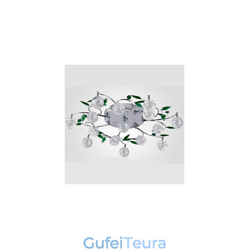 מנורת תקרה ירוקה קריסטל עגול אורות אוויר מנורת מנורת ברזל