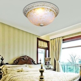 White Flush Mount Light דפוס זכוכית שרף זהב גילוף אירופאי קלאסי