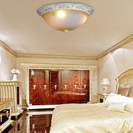 White Flush Mount בהיר צהוב לבן זכוכית שרף דפוס גילוף אירופאי קלאסי