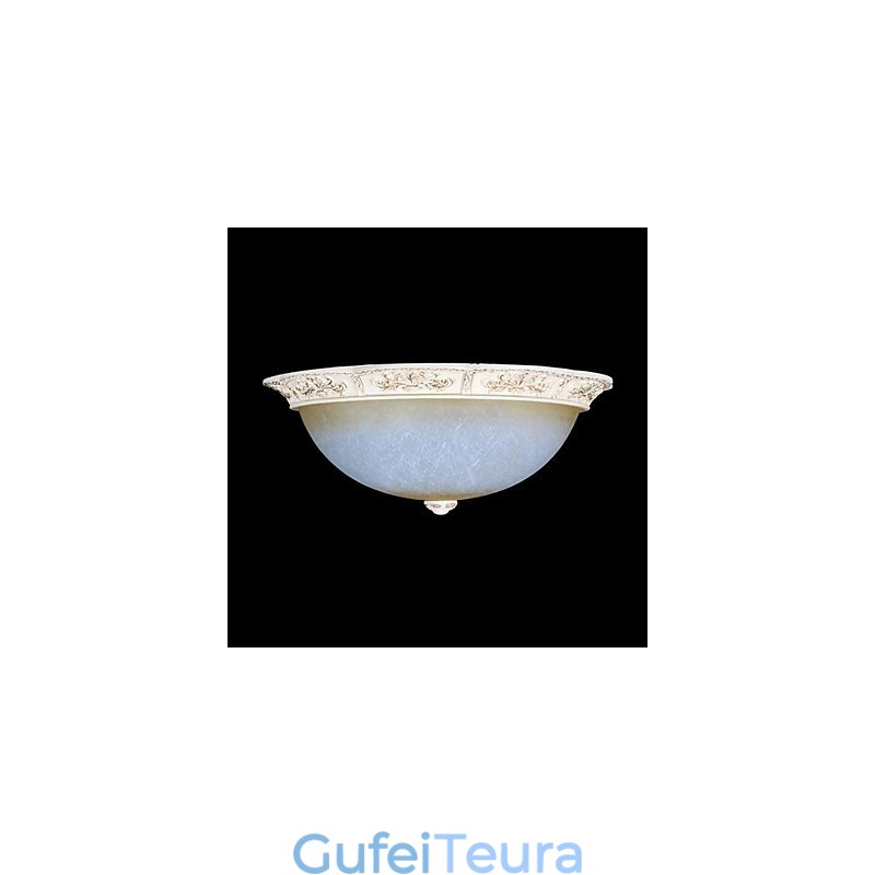 White Flush Mount בהיר צהוב לבן זכוכית שרף דפוס גילוף אירופאי קלאסי