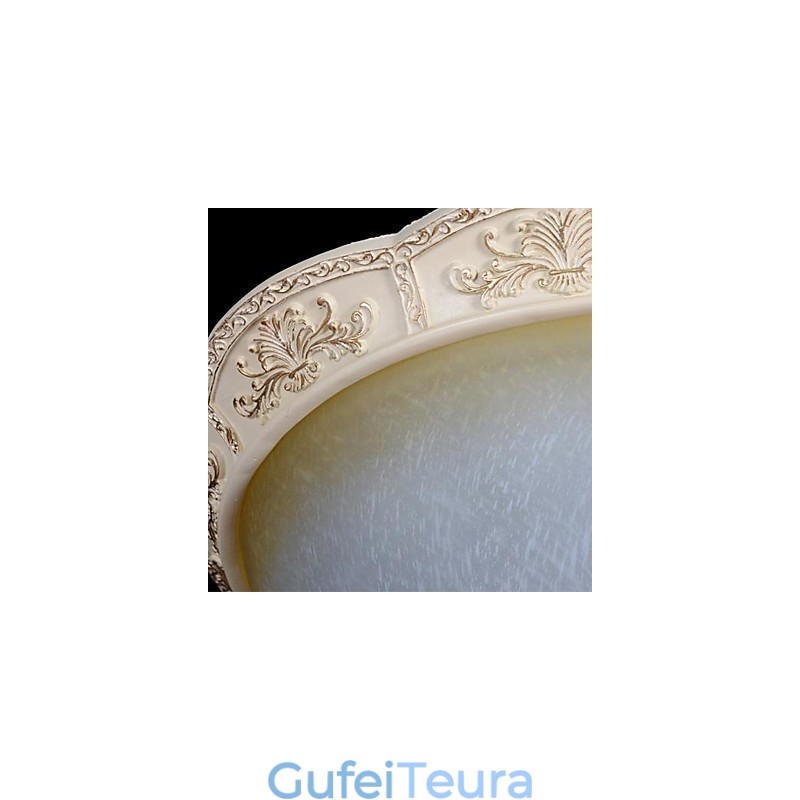 White Flush Mount בהיר צהוב לבן זכוכית שרף דפוס גילוף אירופאי קלאסי