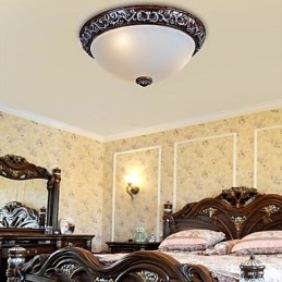 Flush Mount Light זכוכית שרף כסף גילוף אירופאי קלאסי