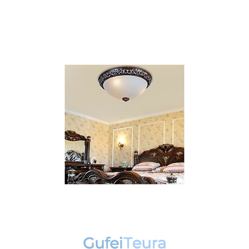 Flush Mount Light זכוכית שרף כסף גילוף אירופאי קלאסי