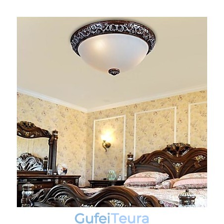 Flush Mount Light זכוכית שרף כסף גילוף אירופאי קלאסי Flush Mount Light זכוכית שרף כסף גילוף אירופאי קלאסי