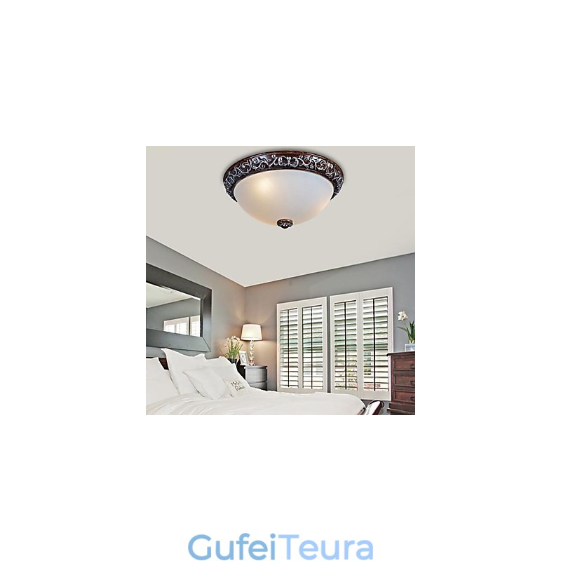 Flush Mount Light זכוכית שרף כסף גילוף אירופאי קלאסי