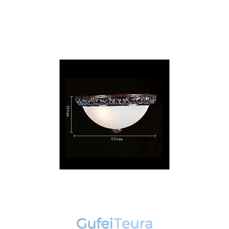 Flush Mount Light זכוכית שרף כסף גילוף אירופאי קלאסי