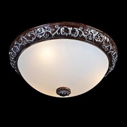 Flush Mount Light זכוכית שרף כסף גילוף אירופאי קלאסי