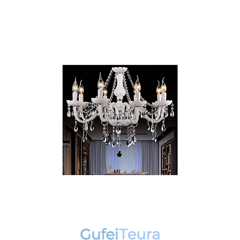 נברשת קריסטל מודרנית 8 אורות זכוכית עכשווית