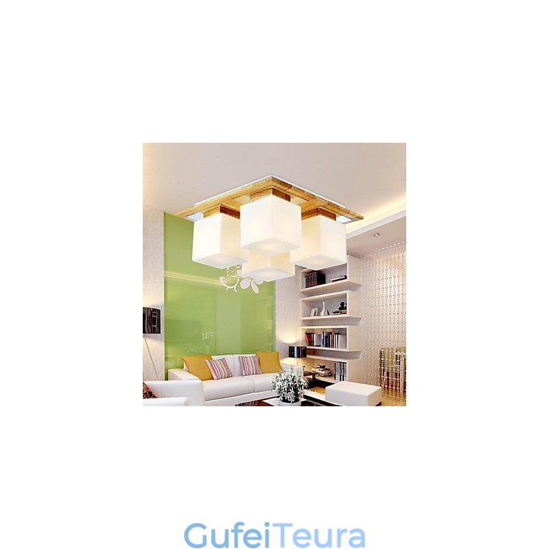 מנורת תקרה אלון ארבע נורות אלון וזכוכית 220~240V (HY9024)