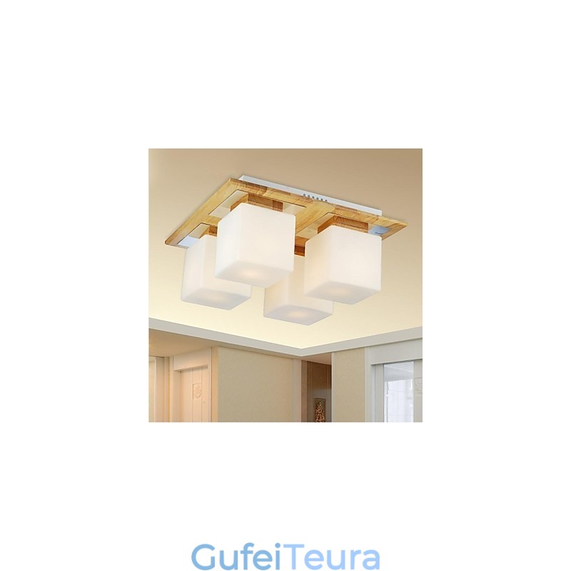 מנורת תקרה אלון ארבע נורות אלון וזכוכית 220~240V (HY9024)