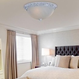 White Flush Mount Light זכוכית שרף גילוף אירופאי קלאסי