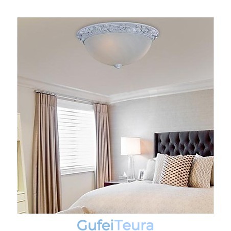 White Flush Mount Light זכוכית שרף גילוף אירופאי קלאסי White Flush Mount Light זכוכית שרף גילוף אירופאי קלאסי
