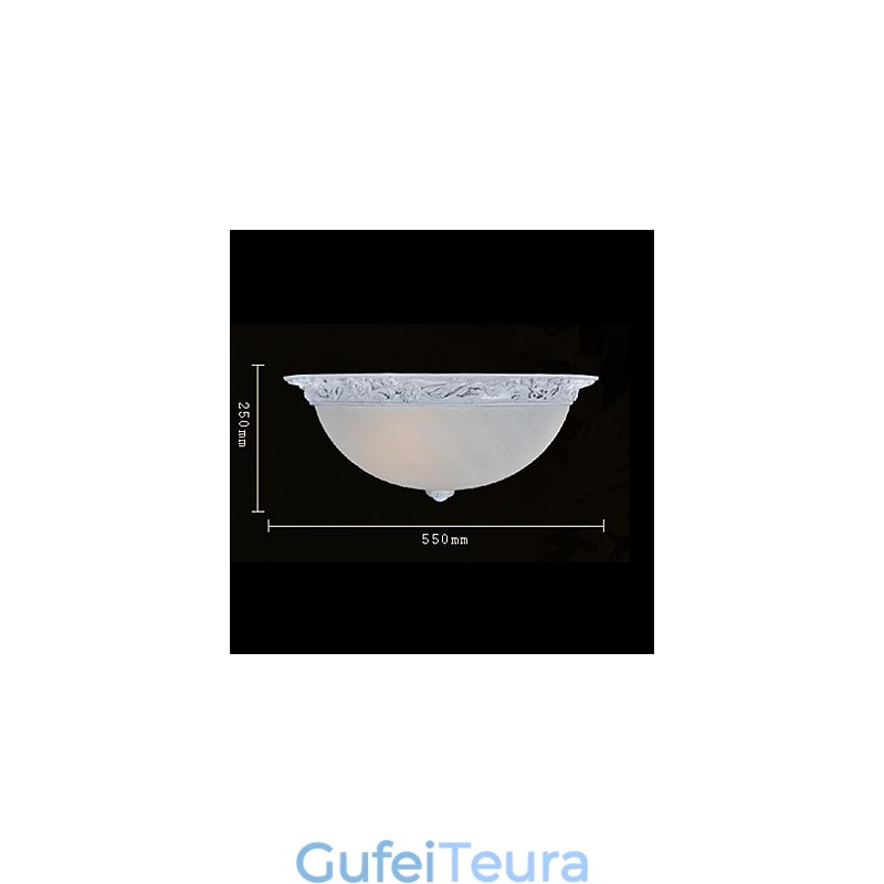 White Flush Mount Light זכוכית שרף גילוף אירופאי קלאסי