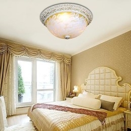 White Flush Mount Light דפוס זכוכית שרף זהב גילוף אירופאי קלאסי