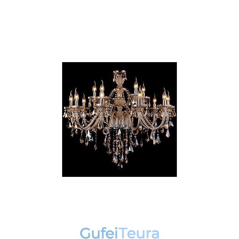 נברשת קריסטל קוניאק צבע יוקרה מודרני 2 שכבות מגורים 15 אורות