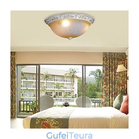 White Flush Mount בהיר צהוב לבן זכוכית שרף דפוס גילוף אירופאי קלאסי White Flush Mount בהיר צהוב לבן זכוכית שרף דפוס גילוף אירופאי קלאסי