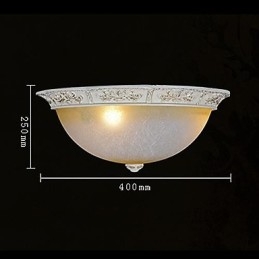 White Flush Mount בהיר צהוב לבן זכוכית שרף דפוס גילוף אירופאי קלאסי