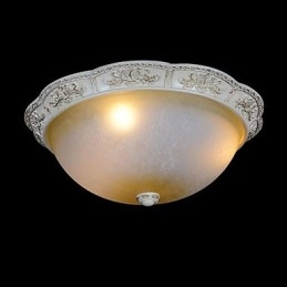 White Flush Mount בהיר צהוב לבן זכוכית שרף דפוס גילוף אירופאי קלאסי