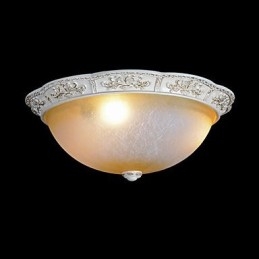 White Flush Mount בהיר צהוב לבן זכוכית שרף דפוס גילוף אירופאי קלאסי