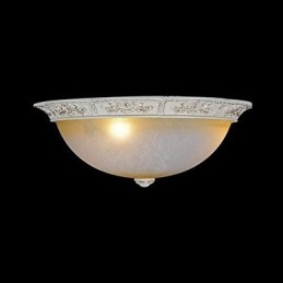 White Flush Mount בהיר צהוב לבן זכוכית שרף דפוס גילוף אירופאי קלאסי