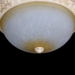 White Flush Mount בהיר צהוב לבן זכוכית שרף דפוס גילוף אירופאי קלאסי