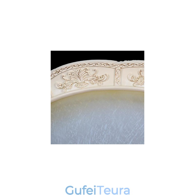 White Flush Mount בהיר צהוב לבן זכוכית שרף דפוס גילוף אירופאי קלאסי