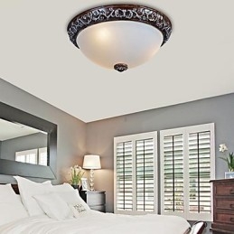 Flush Mount Light זכוכית שרף כסף גילוף אירופאי קלאסי