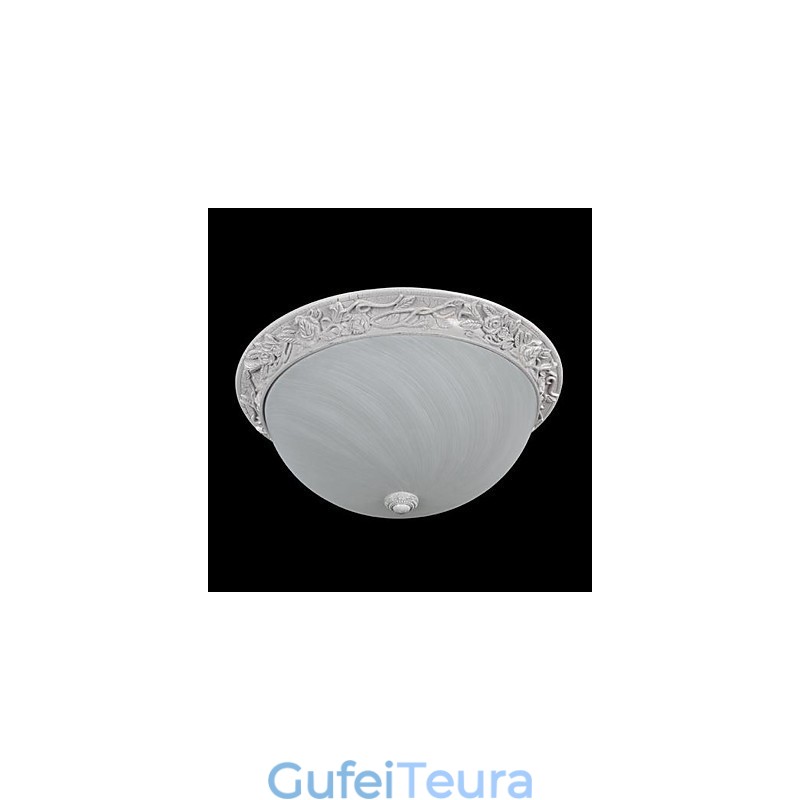 White Flush Mount Light זכוכית שרף גילוף אירופאי קלאסי