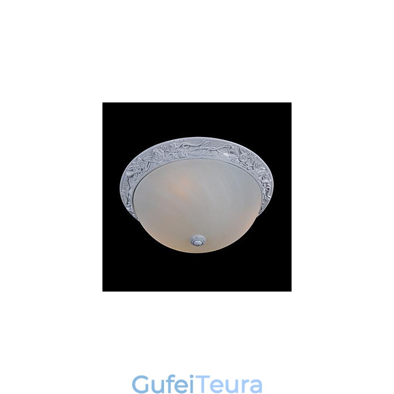 White Flush Mount Light זכוכית שרף גילוף אירופאי קלאסי