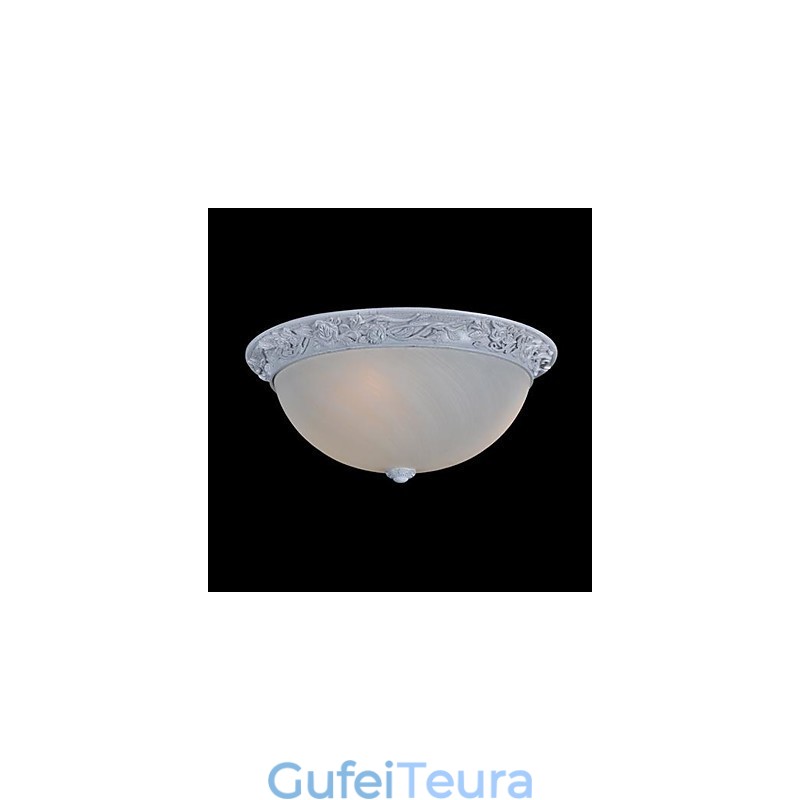 White Flush Mount Light זכוכית שרף גילוף אירופאי קלאסי