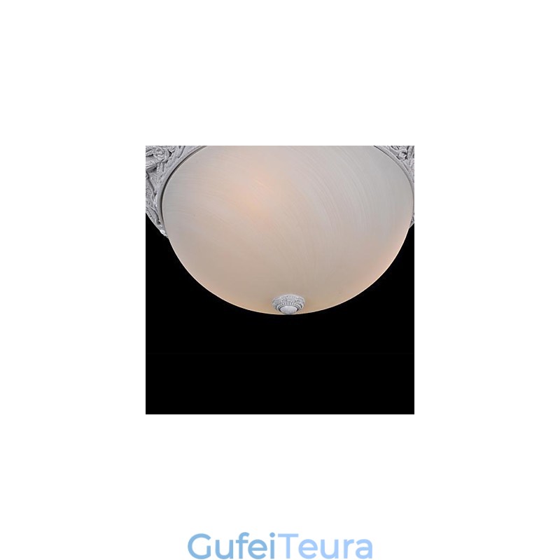 White Flush Mount Light זכוכית שרף גילוף אירופאי קלאסי
