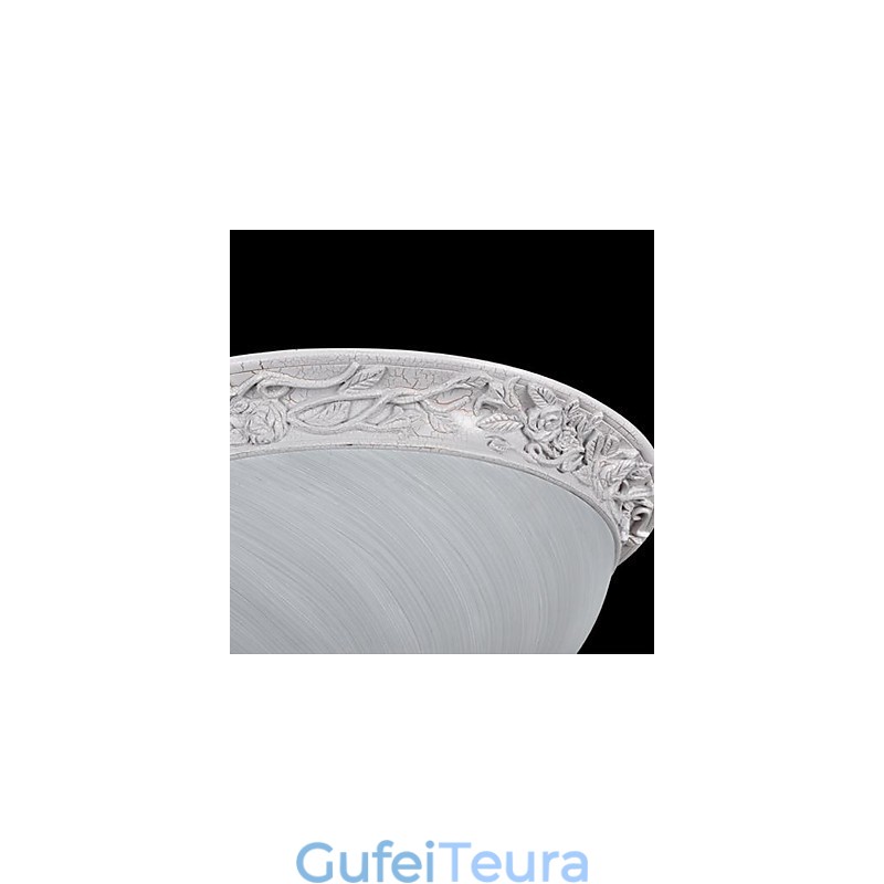White Flush Mount Light זכוכית שרף גילוף אירופאי קלאסי