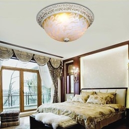 White Flush Mount Light דפוס זכוכית שרף זהב גילוף אירופאי קלאסי