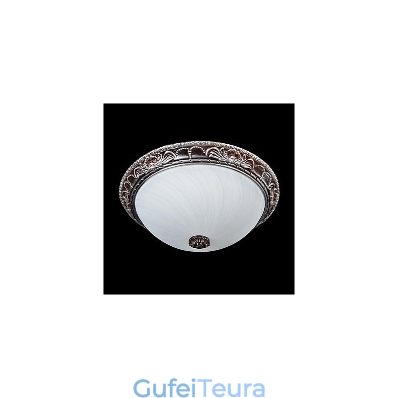 Flush Mount Light זכוכית שרף כסף גילוף רטרו אירופאי קלאסי