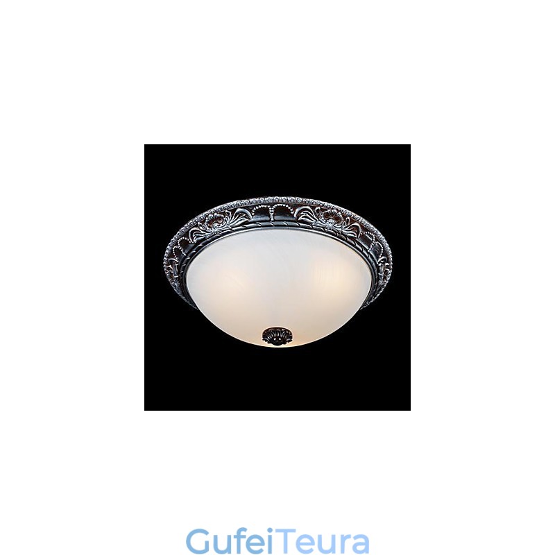 Flush Mount Light זכוכית שרף כסף גילוף רטרו אירופאי קלאסי