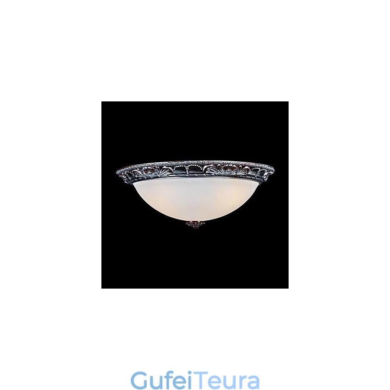 Flush Mount Light זכוכית שרף כסף גילוף רטרו אירופאי קלאסי