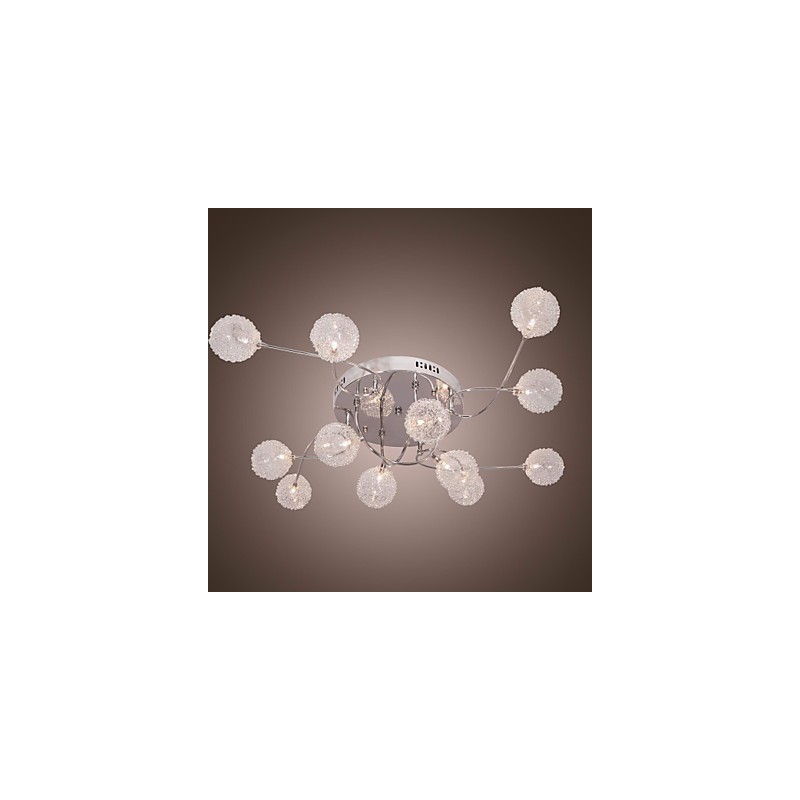 G4 12 light Iron Flush Mount Light עם הצללי אלומיניום