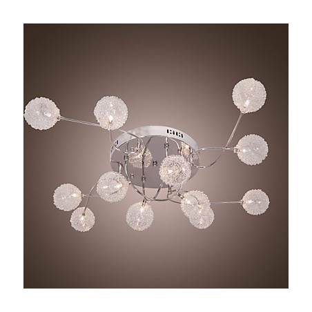 G4 12 light Iron Flush Mount Light עם הצללי אלומיניום G4 12 light Iron Flush Mount Light עם הצללי אלומיניום