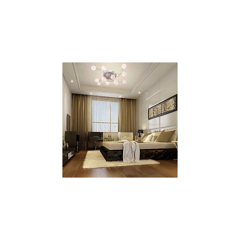 G4 12 light Iron Flush Mount Light עם הצללי אלומיניום