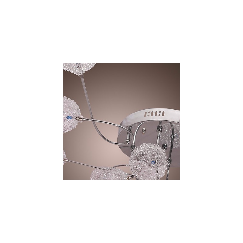 G4 12 light Iron Flush Mount Light עם הצללי אלומיניום