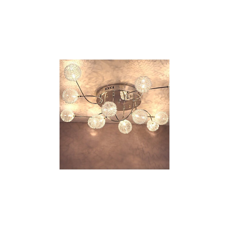 G4 12 light Iron Flush Mount Light עם הצללי אלומיניום