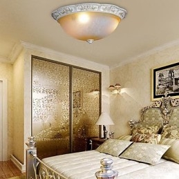 White Flush Mount בהיר צהוב לבן דפוס שרף זכוכית גילוף אירופאי קלאסי